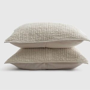 NWOT Quince King European Cotton Stitch Pillow Shams - Natural